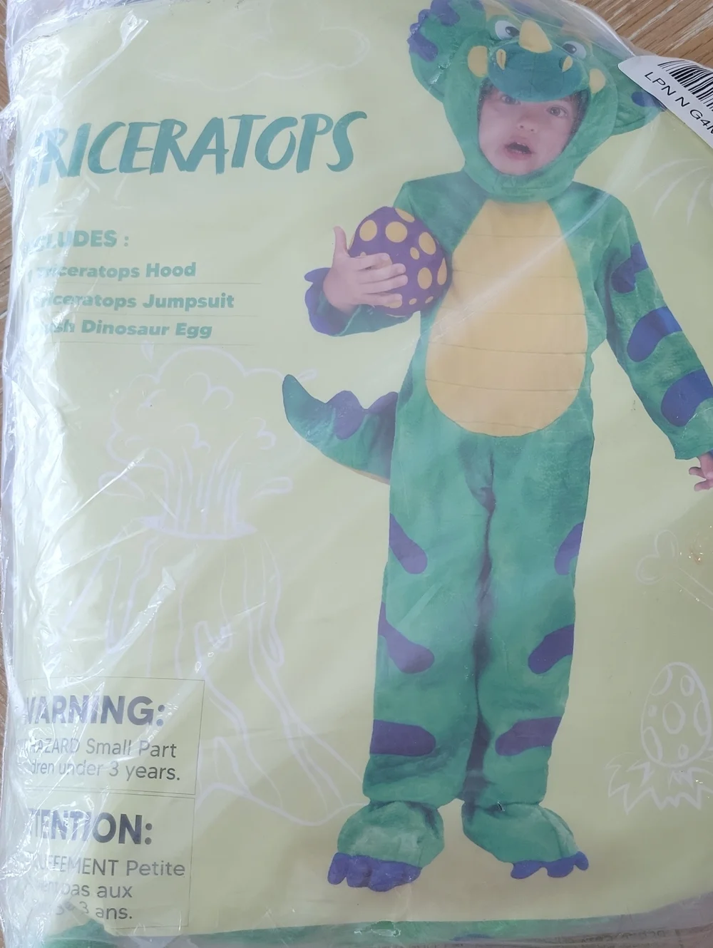 Spooktacular Creations Triceratops Dinosaur Costume W/Egg Size 3T-3-4 Years NEW